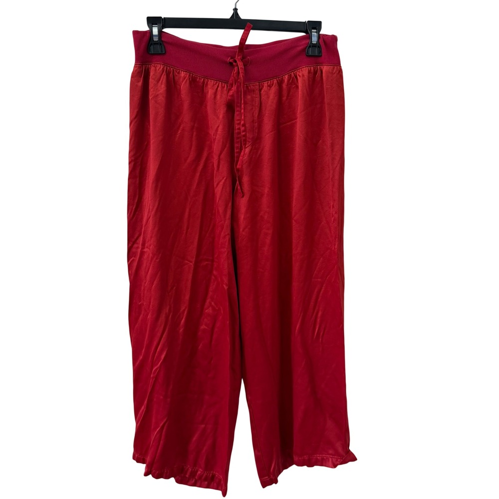 PJ Harlow Jolie Capri Size M Red Satin Faille Wide Leg Lounge Pants Pajamas